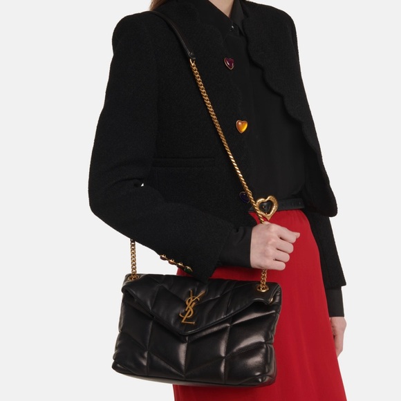 Saint Laurent Small Loulou Puffer Bag Black Gold - Picture 13 of 16